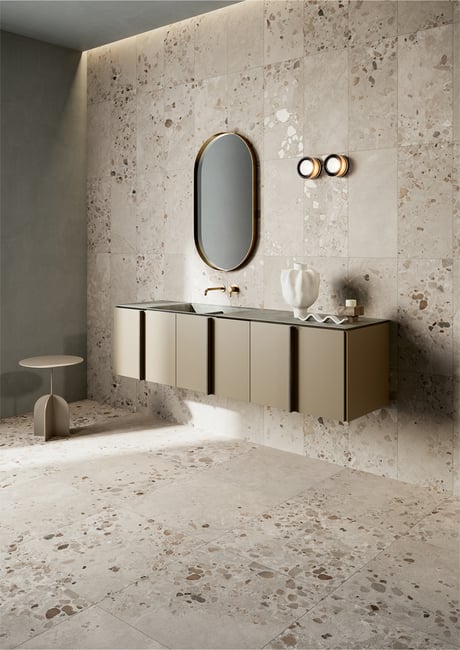 I Cocci Siciliani in Griggio color for a bathroom