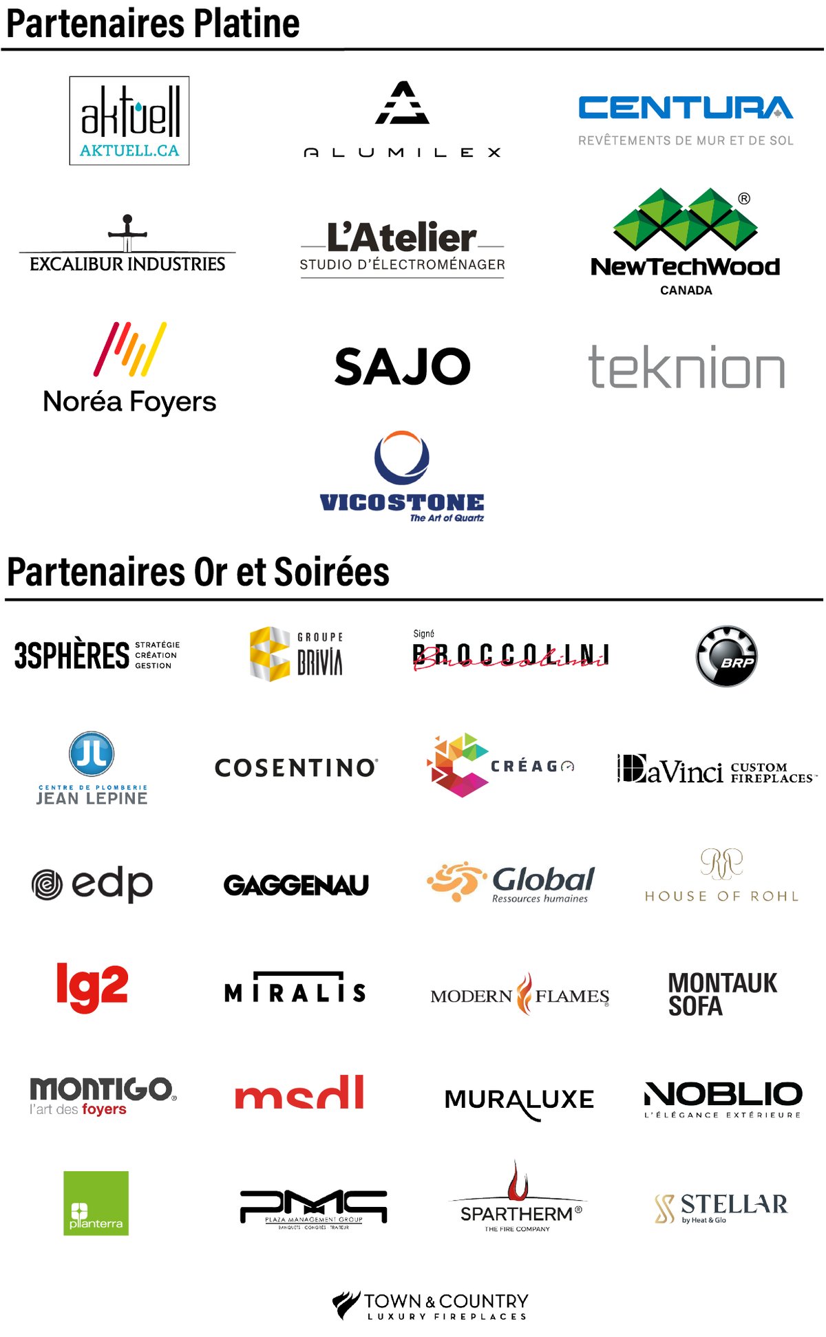 Partenaires Platine, Or et Soirées du Gala de Montréal