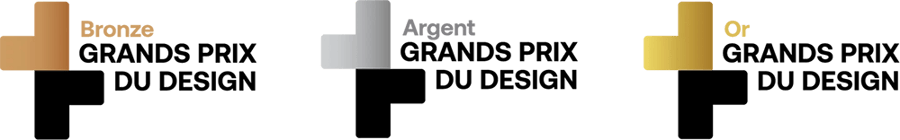 Logos GRANDS PRIX DU DESIGN : Certification Bronze, Argent et Or