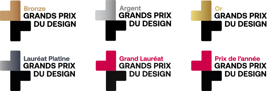 Logos des lauréats de la 16e édition des GRANDS PRIX DU DESIGN