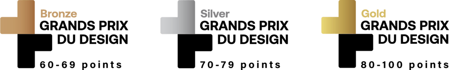 Gold, Silver and Bronze certified logos - GRANDS PRIX DU DESIGN Awards 16th edition