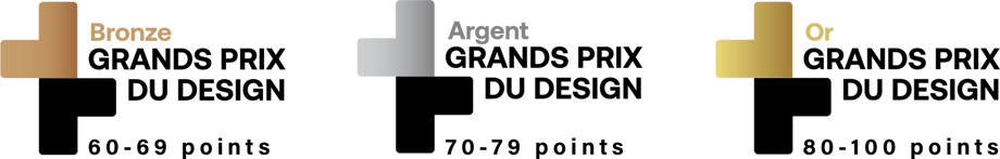 Logos certifications Or, Argent et Bronze - GRANDS PRIX DU DESIGN 16e édition
