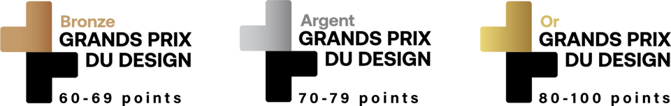 Logos certifications Or, Argent et Bronze - GRANDS PRIX DU DESIGN 16e édition