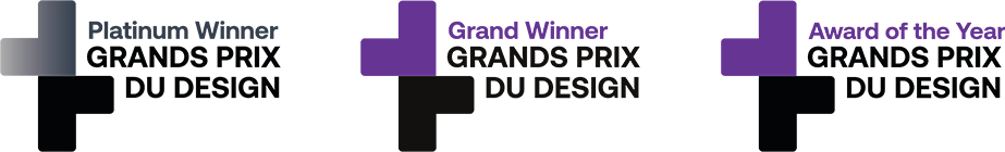 Logo of Platinum Winner, Grand Winner and Award of the Year - GRANDS PRIX DU DESIGN 17th edition