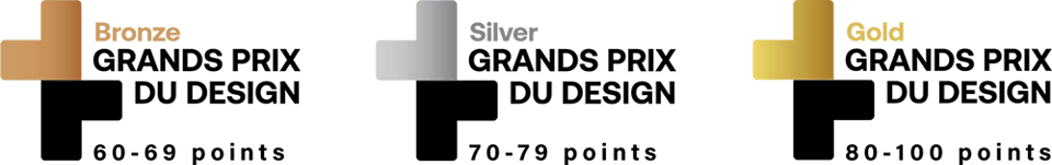 Logos of certifications Gold, Silver and Bronze - GRANDS PRIX DU DESIGN 17th edition